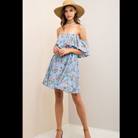 sky blue floral dress